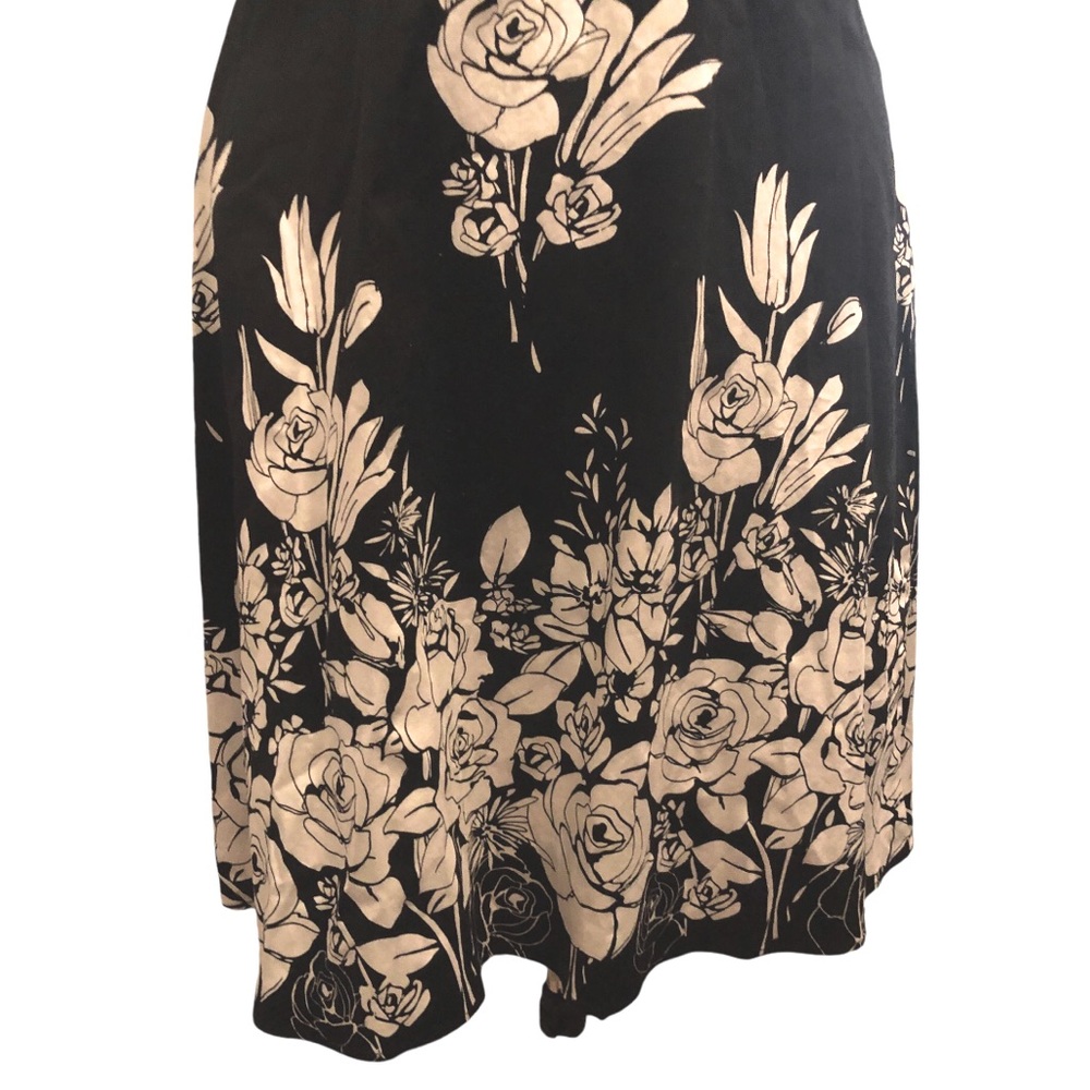 Spense Collared Black Floral Fit & Flare Side Zipper Invisible Size 14 - Picture 6 of 16